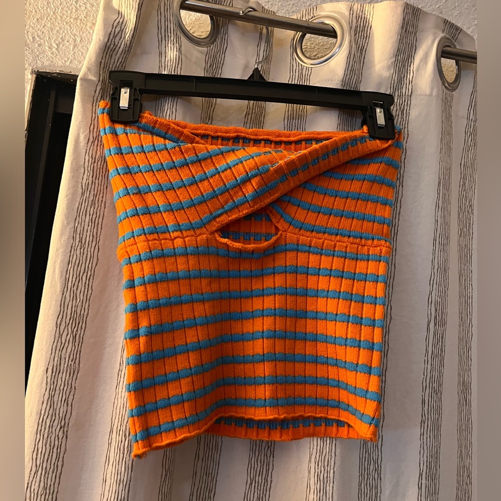 Striped Orange and Blue Women's Top